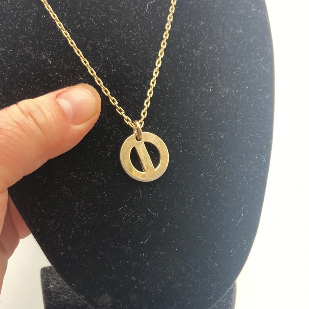 CHRISTIAN DIOR PEDANT GOLD TONE NECKLACE